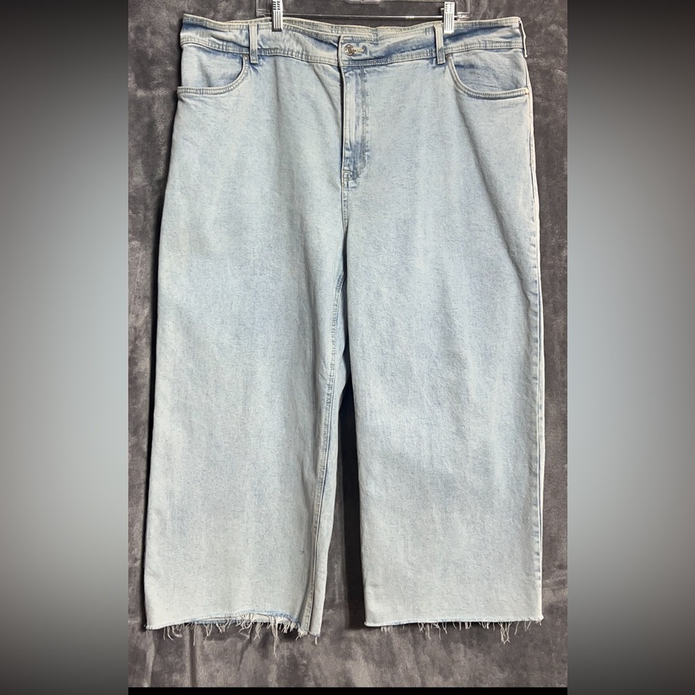 Wide Leg Frayed Light Blue Jeans on Trend for Summer 2025